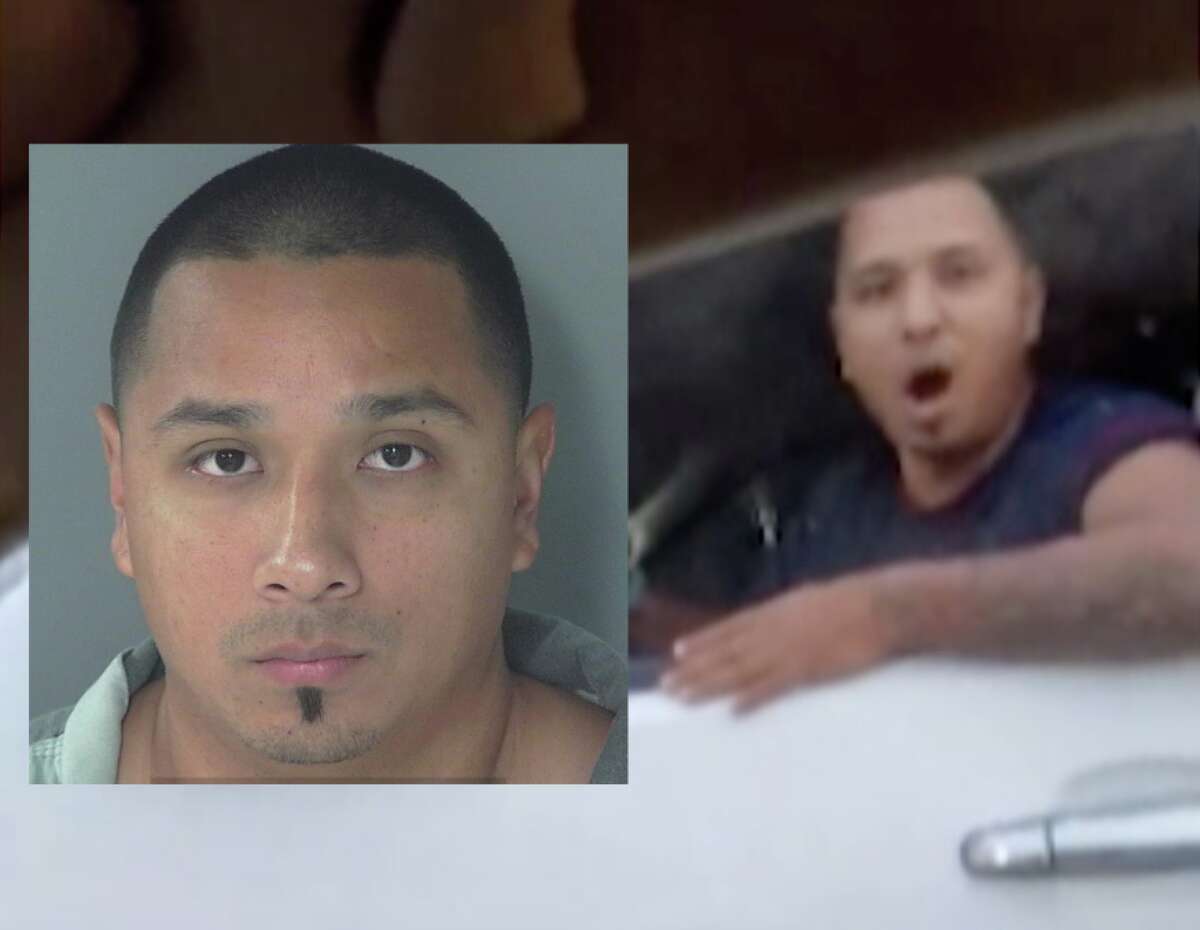 Armando Montes, 30, is seen on video during a road-rage altercation along U.S. 59 in Montgomery County on Tuesday, Nov. 26, 2019. Montes was later charged with two felonies. (Mugshot: Montgomery County Sheriff's Office)