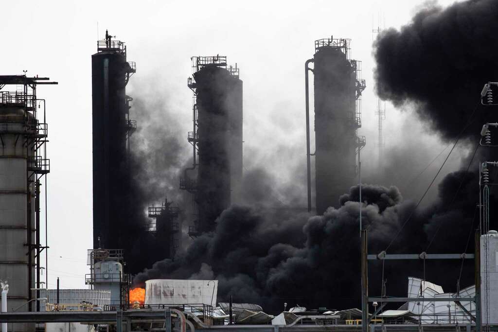 Smoke and fire is visible from the TPC Group Port Neches Operations explosion on Wednesday, Nov. 27, 2019, in Port Neches. It was reported that the explosion took place approximately 1:00 a.m.