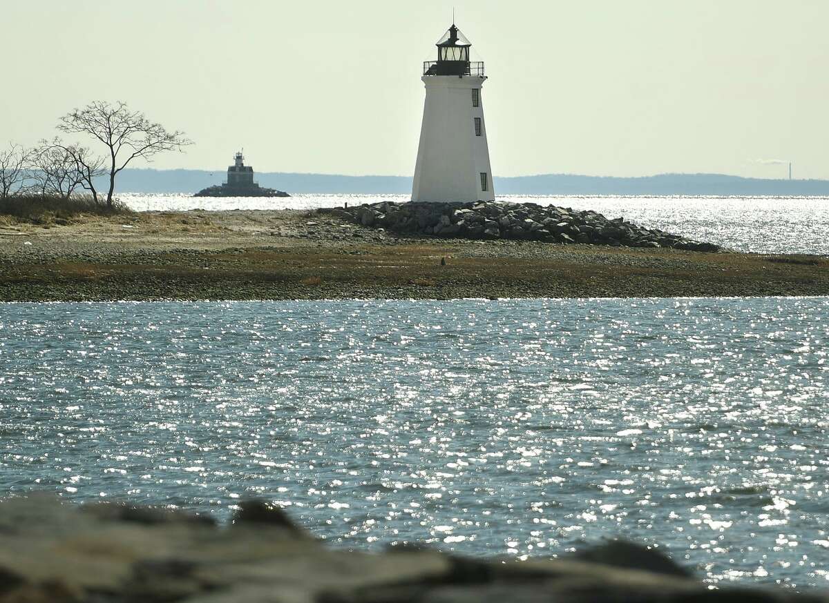The recently restored Fayerweather Island Lighthouse at the mouth of Black Rock Harbor in Bridgeport.