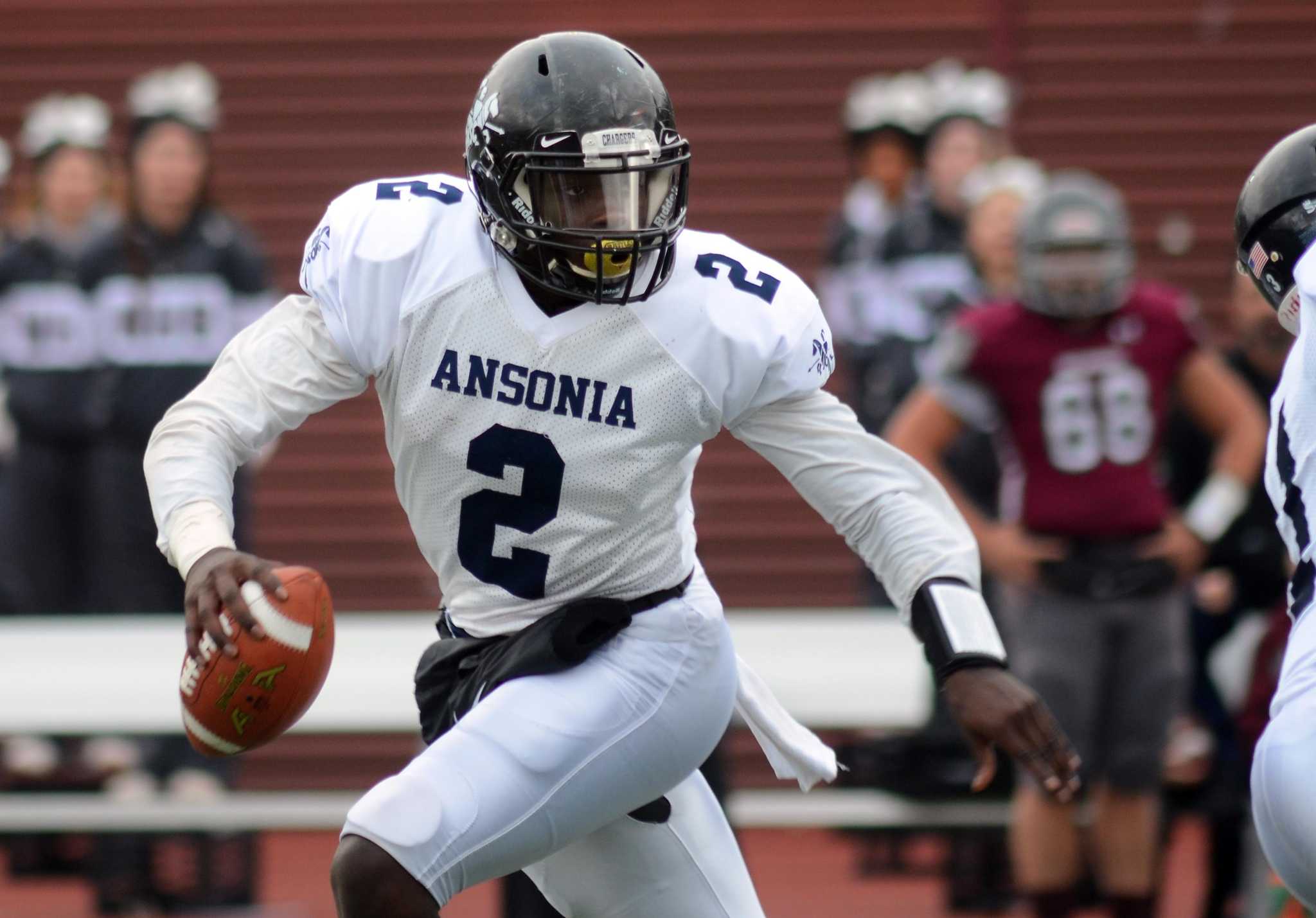 ansonia football helmet Harmon leads Class S-bound Ansonia in rout of Naugatuk