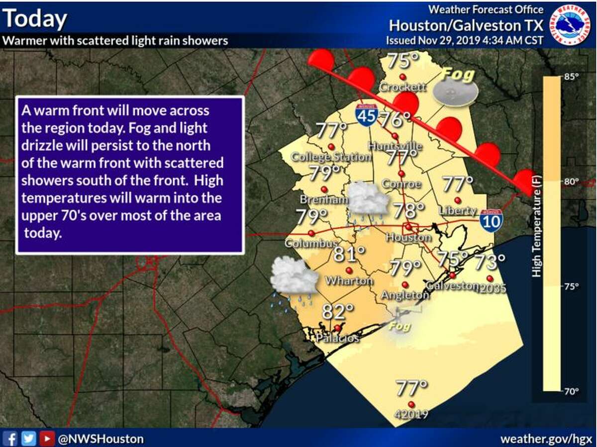 Cold front moves into Houston bringing showers and possible tornadoes