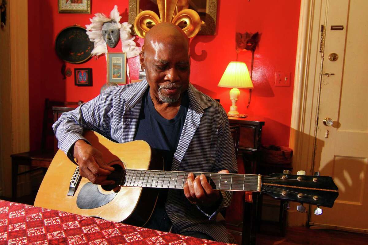 Musician George Baker poses at his friend's home in New Haven, Conn., on Friday Dec. 21, 2018. Baker, 80, who is battling cancer, has had a long career in music including working with Marvin Gaye.