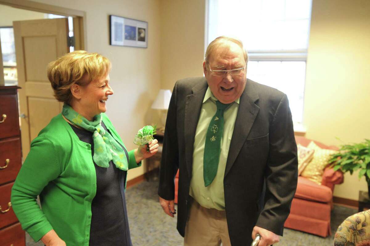 In this file photo, Owen Canfield is celebrated as the 2018 Lord Mayor in the city of Torrington, celebrating both St. Patrick's Day and his longtime service to the community. Canfield was a long-time columnist for the Register Citizen. He passed away in November 2019.