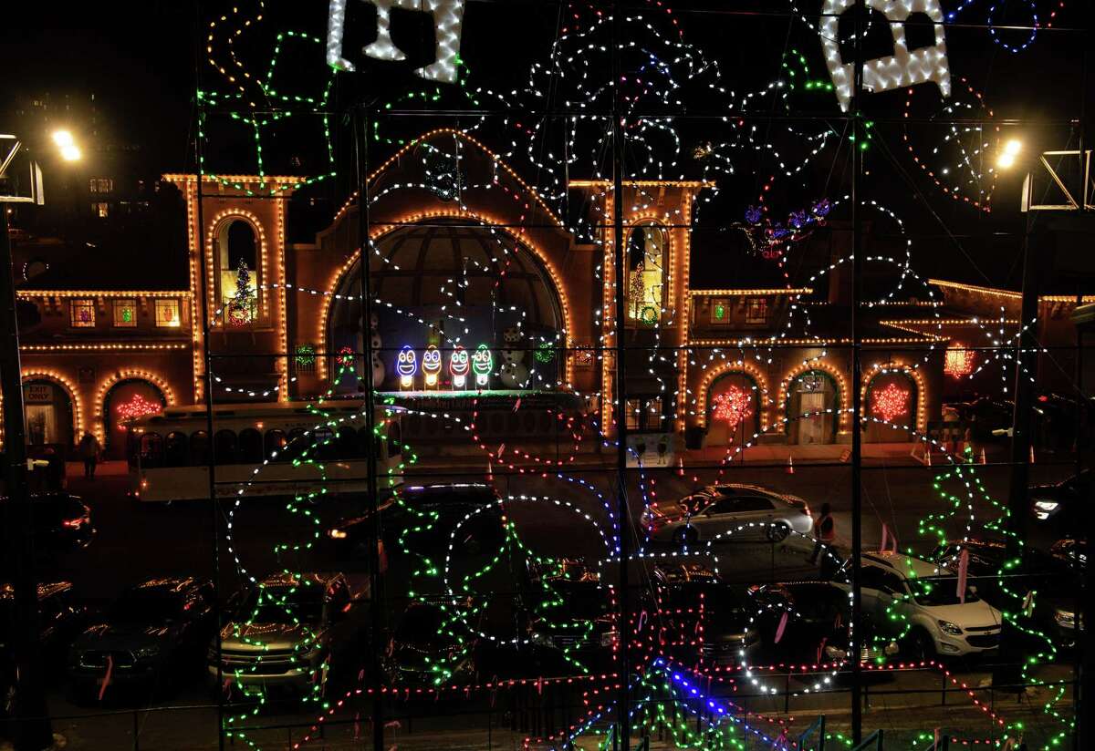 The Washington Park Lake and Bath House decorated as part of annual Capital Holiday Lights in the Park display. Mayor Kathy Sheehan says the popular event should move. (Jim Franco/Special to the Times Union.)