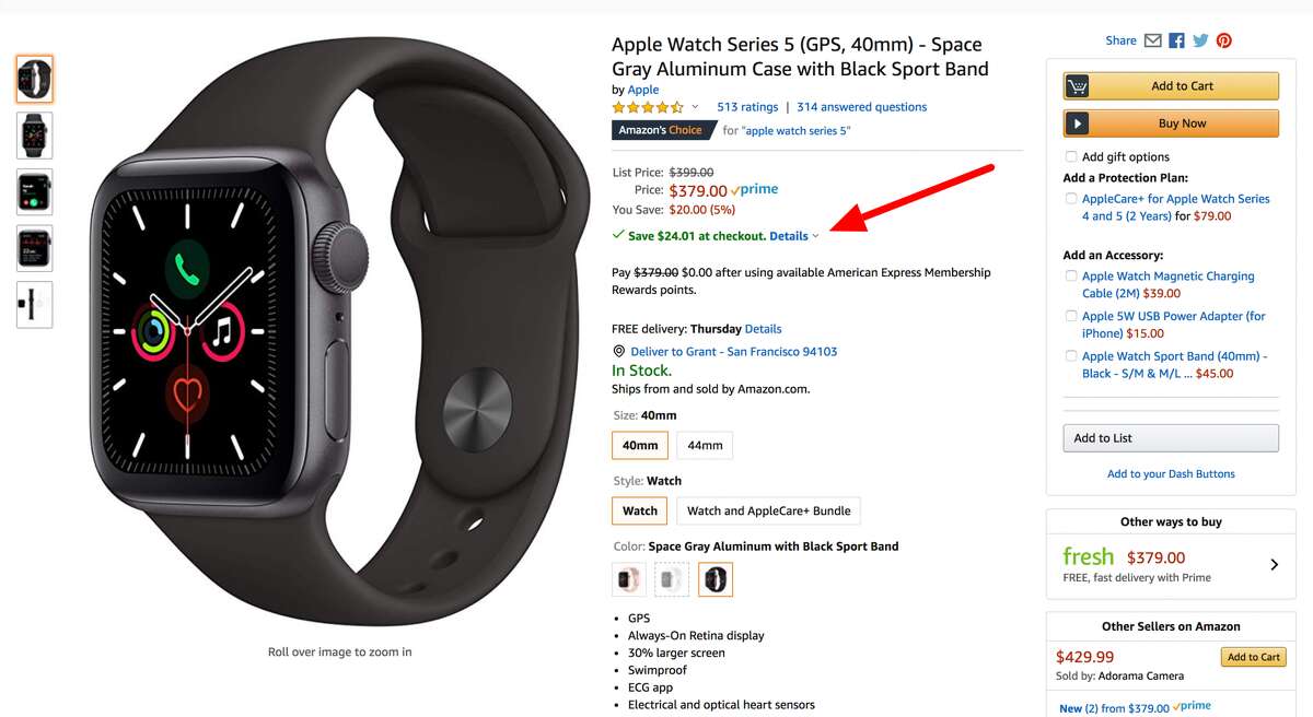 Amazon has a hidden deal on the Apple Watch Series 5 for $354.99 for a limited time Buy at Amazon