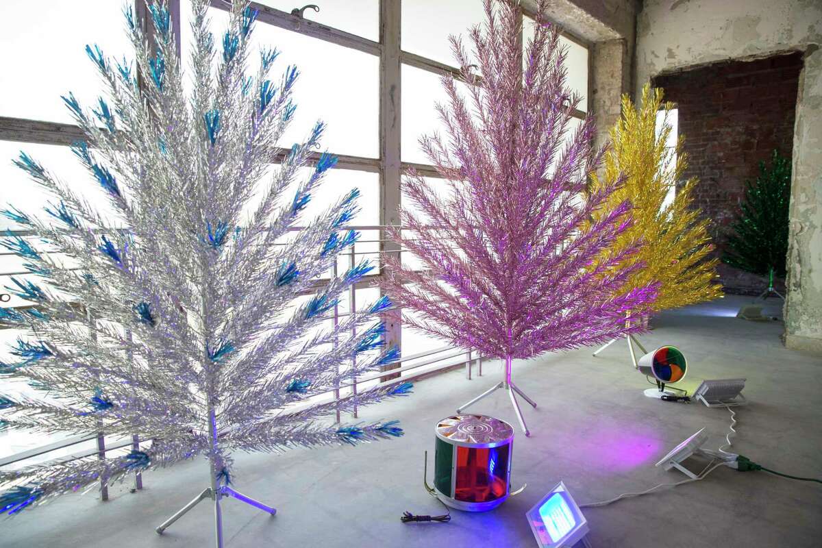 Aluminum trees sparkle in ‘Space Age Christmas Trees’ at Houston’s 1940