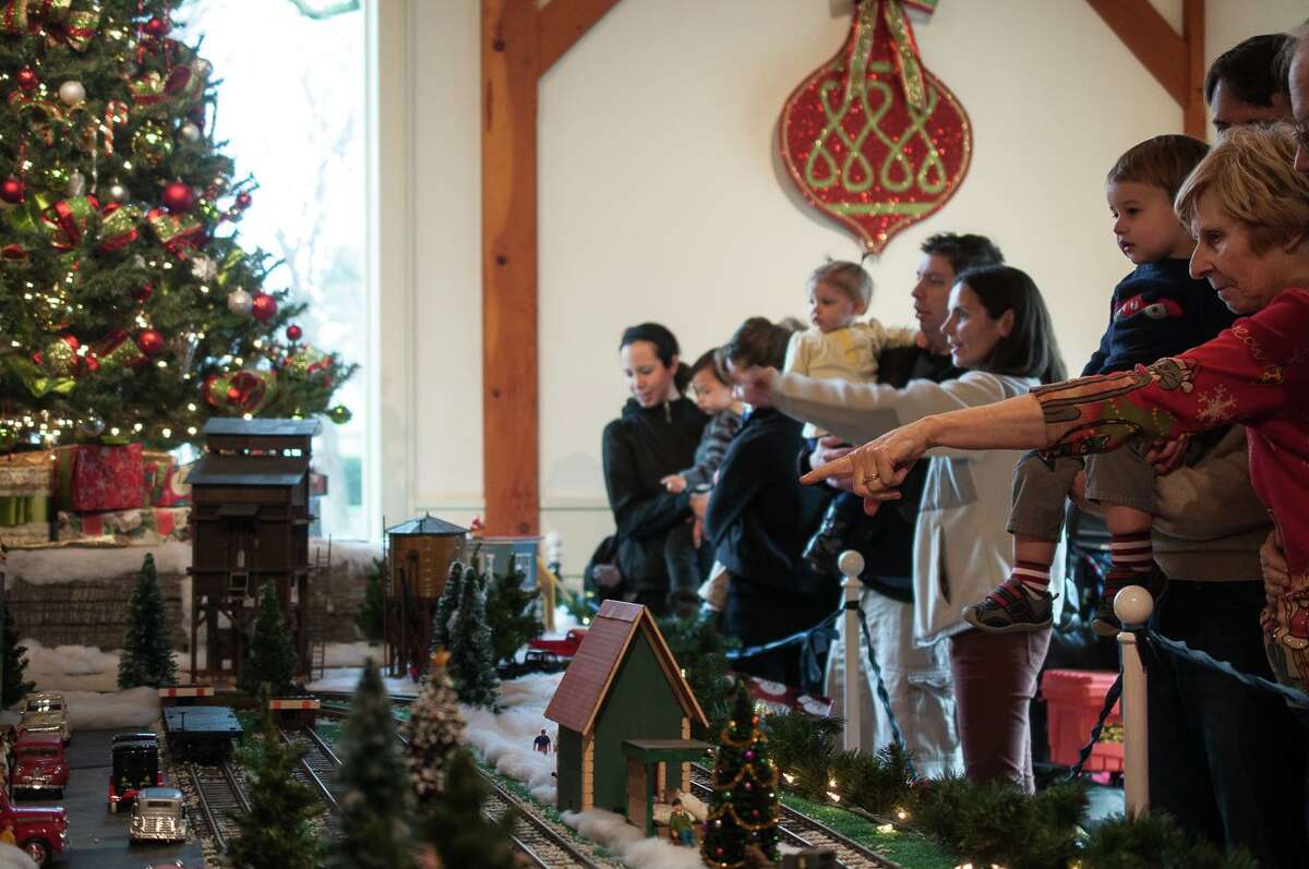 Visitors at the Holiday Express Train Show.