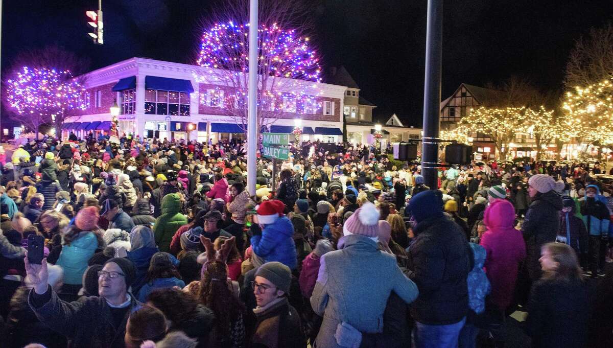 A large crowd showed up for the at the annual Holiday tree-lighting on Friday, Nov. 29, 2019 in Ridgefield Conn. A large crowd showed up for the at the annual Holiday tree-lighting on Friday, Nov. 29, 2019 in Ridgefield Conn.