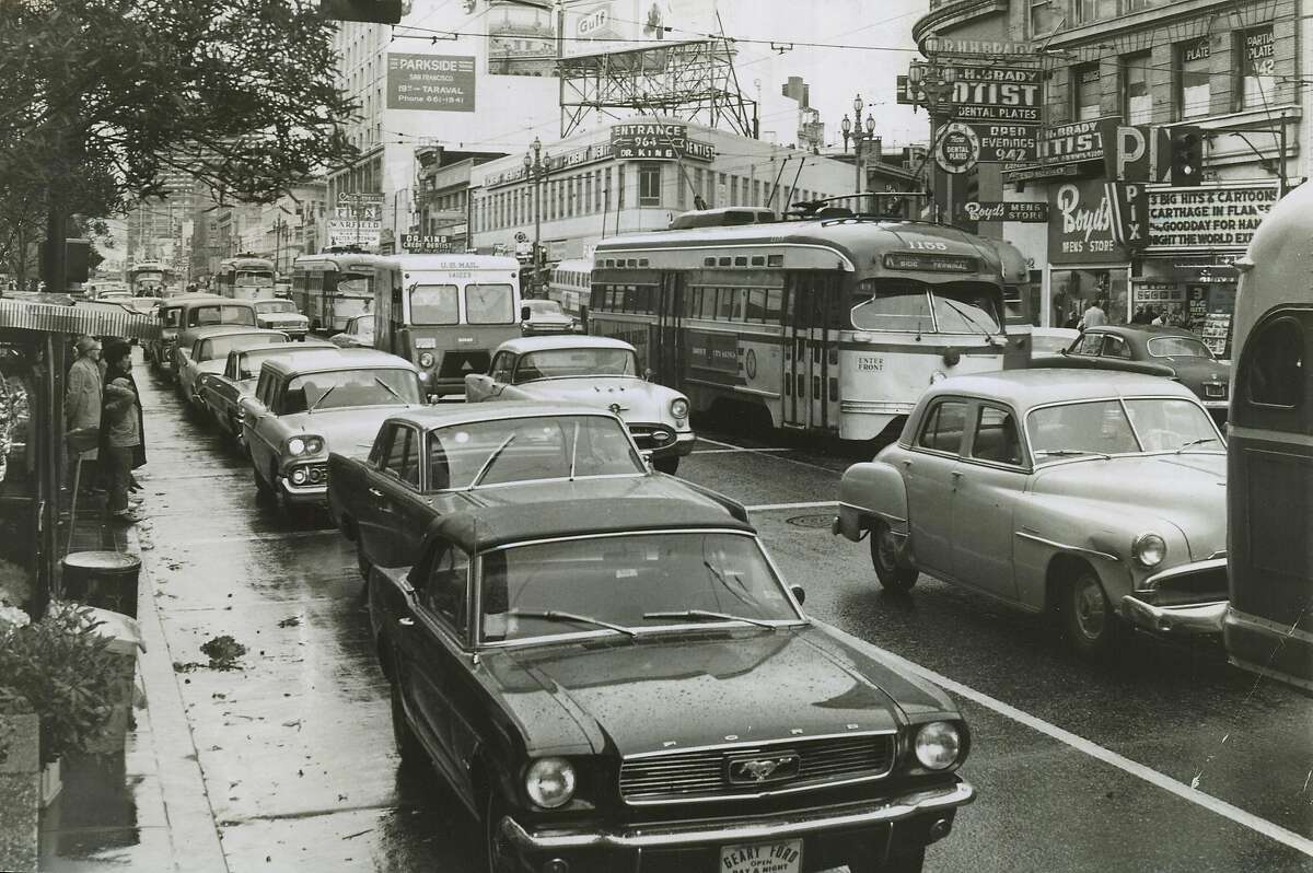 April 25, 1966- Billboards were once a common staple on Market Street, seen here near Fifth Street decades ago.