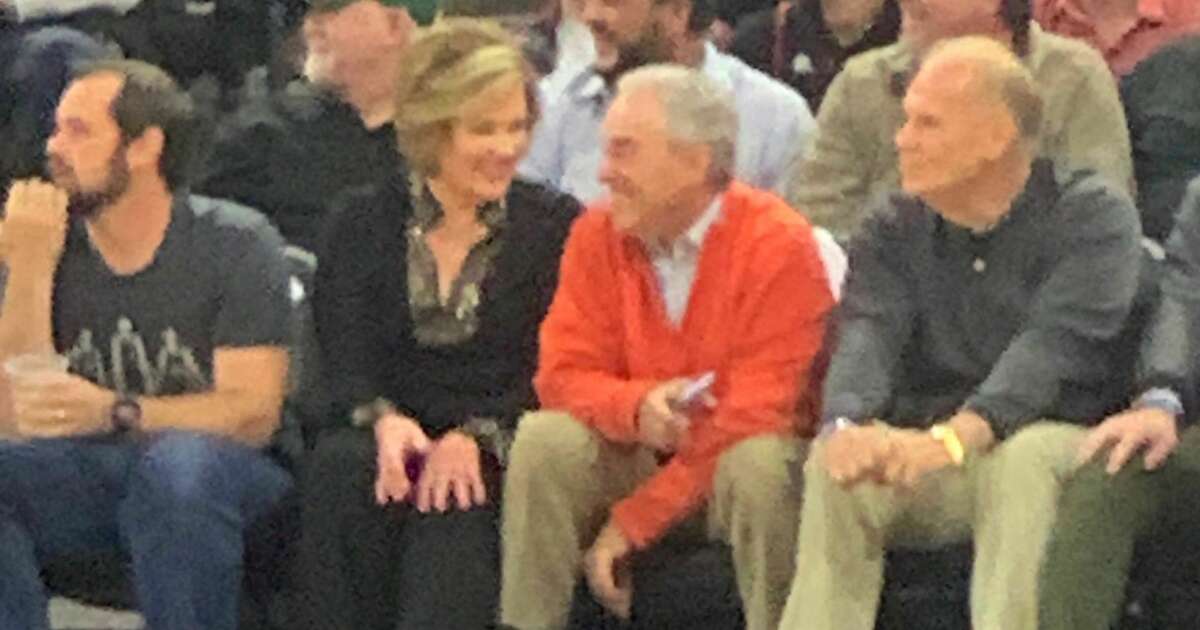 KENS-5 anchor Deborah Knapp and her husband Celso Gonzalez-Falla after a 'once in a lifetime' moment at the Spurs vs. Rockets game Tuesday night.