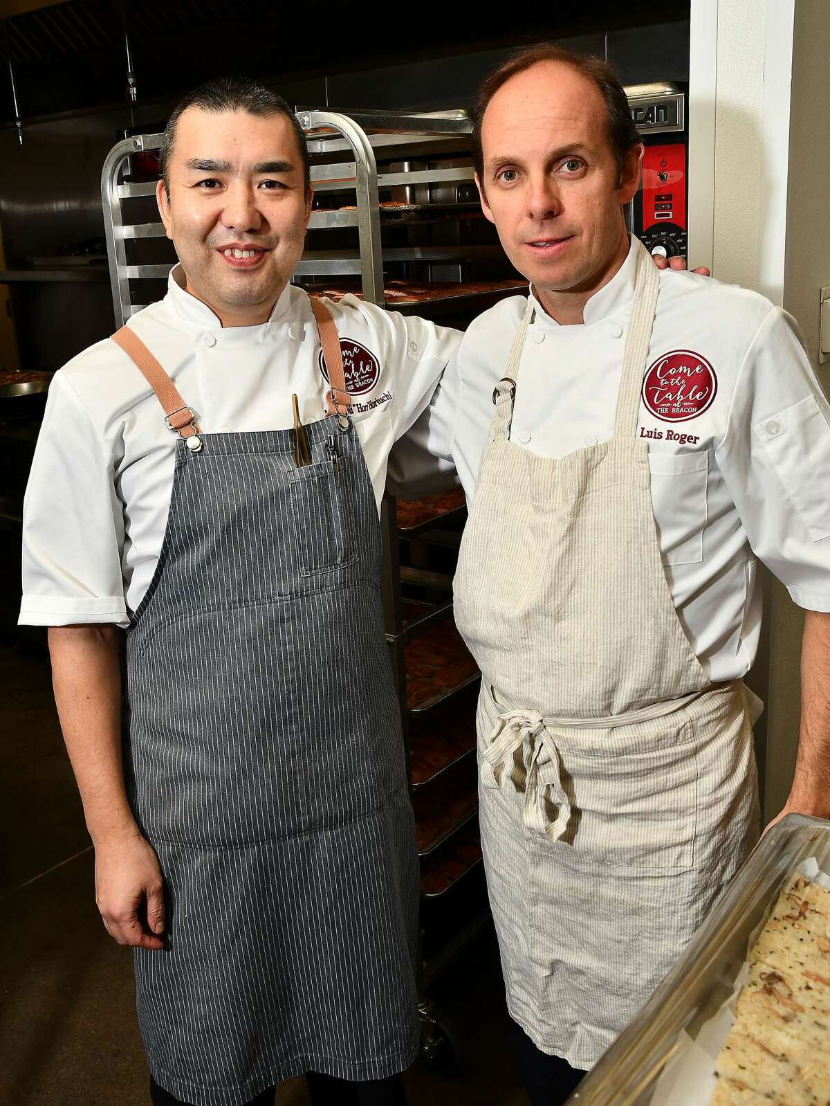 Chefs Manabu "Hori" Horiuchi and Luis Roger at the "Come to the Table" dinner benefiting The Beacon Tuesday Dec. 04,2019.