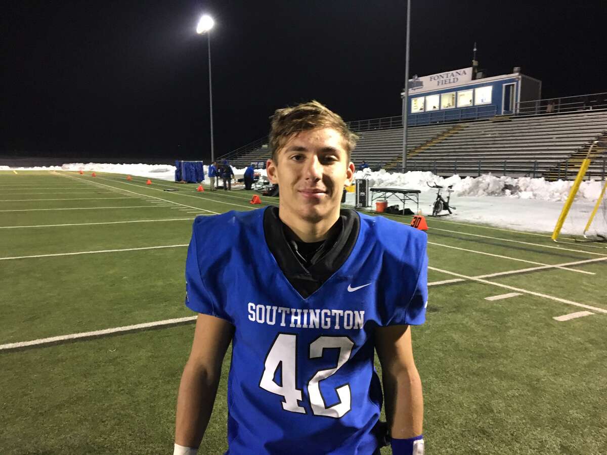Senior Dillon Kohl ran for 122 yards and scored a touchdown in Southington’s 13-9 victory over Ridgefield in the Class LL quarterfinals Wednesday night in Southington.