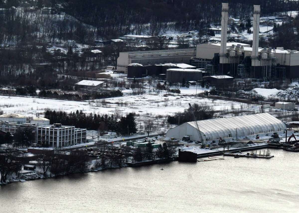 Site of the proposed BioHiTech plant would turn trash into burnable fuel on Thursday, Dec. 5, 2019, on Riverside Avenue in Rensselaer, N.Y. Seen from Corning Tower. (Will Waldron/Times Union)