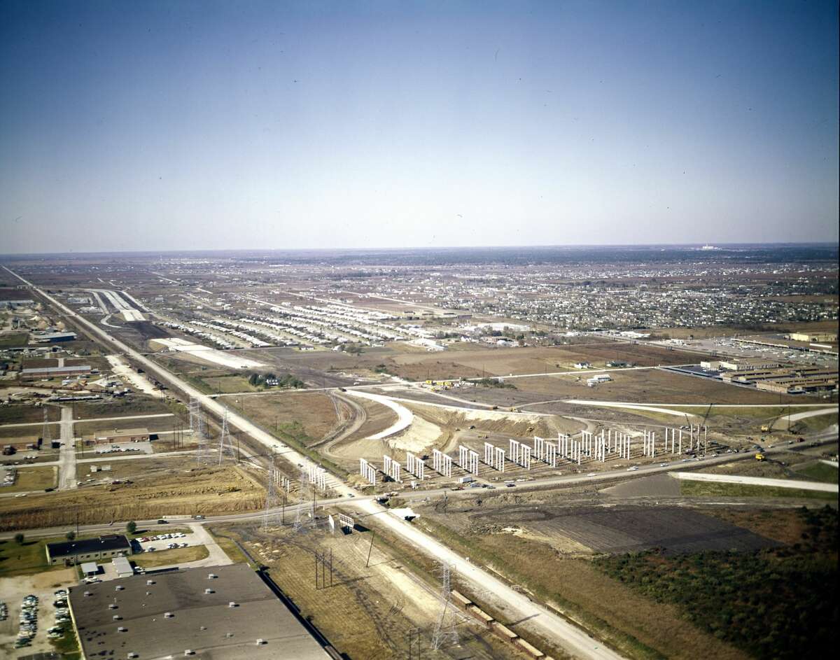 Southwest Freeway construction, looking outbound toward Post Oak at Westpark, circa 1959-1960.