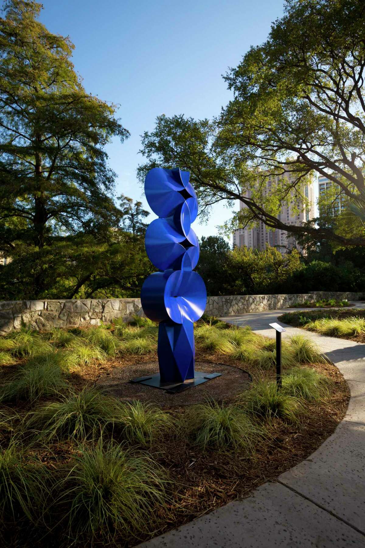 "Lipchitziana," a 1994 painted iron piece by Sebastian, is on display in the newly dedicated River Walk Public Art Garden.