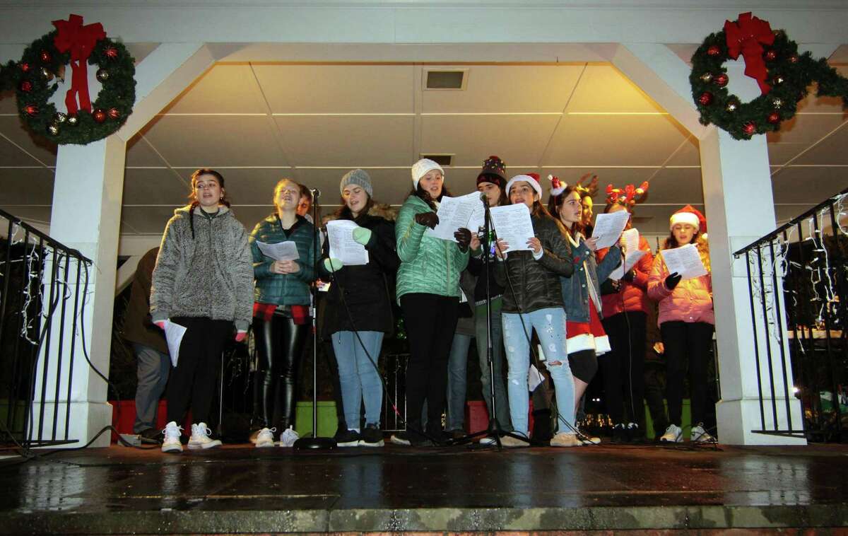 The annual holiday tree lighting event at Town Hall Green in Trumbull, Conn., on Friday Dec. 6, 2019.