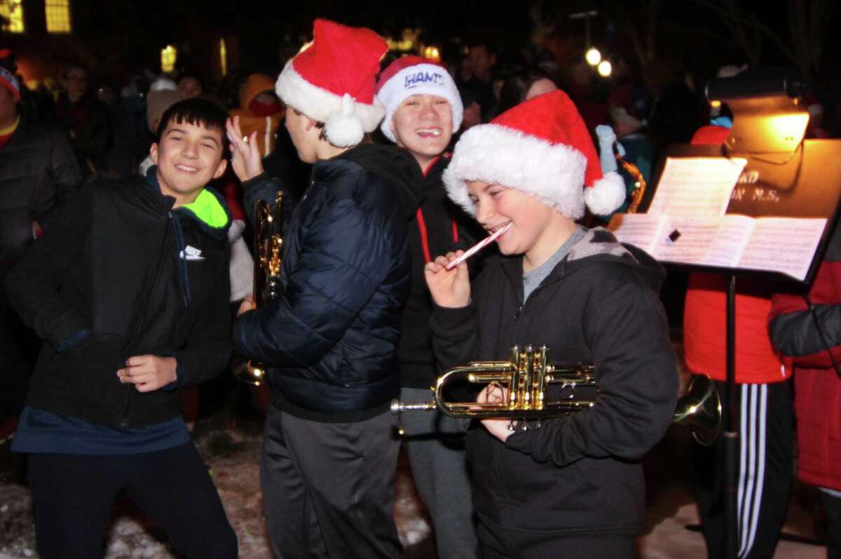 The annual holiday tree lighting event at Town Hall Green in Trumbull, Conn., on Friday Dec. 6, 2019.