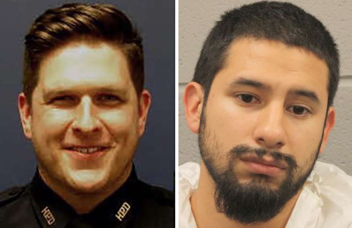 Sergeant Christopher Brewster and his suspected killer, Arturo Solis. Brewster was shot and killed while responding to a domestic violence call on the 7400 block of Avenue I in East Houston on Saturday night.
