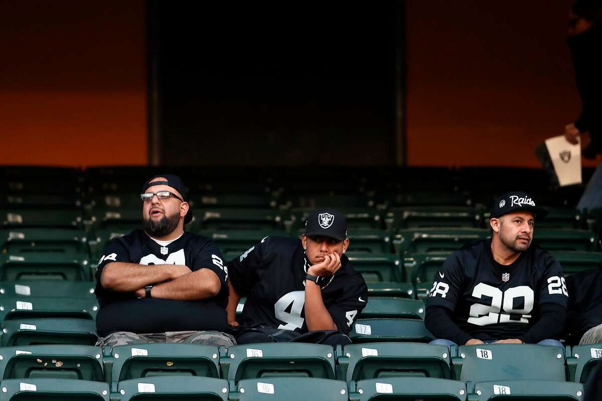 Oakland Raiders' fans after 42-21 loss to Tennessee Titans in NFL game at Oakland Coliseum in Oakland, Calif., on Sunday, December 8, 2019.