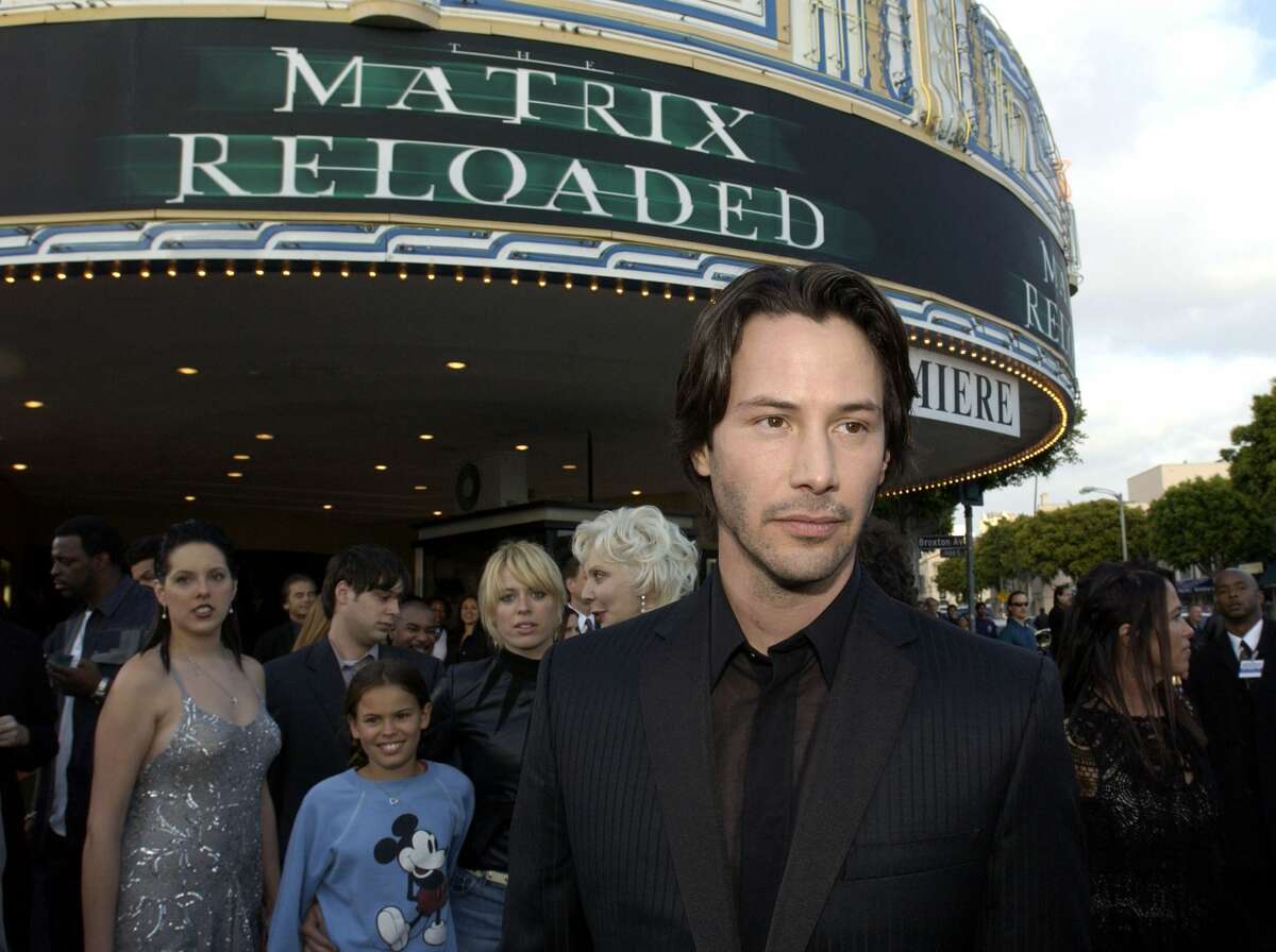 Keanu Reeves during "The Matrix Reloaded" Premiere - Black Carpet at Mann Village Theater in Westwood, California, United States.