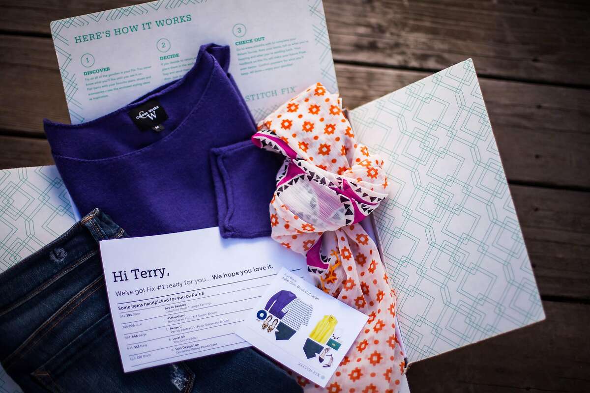 Stitch Fix sends five personally selected items to customers each month in a box, called a "fix." They customer can keep, and buy, what they want and return the rest.