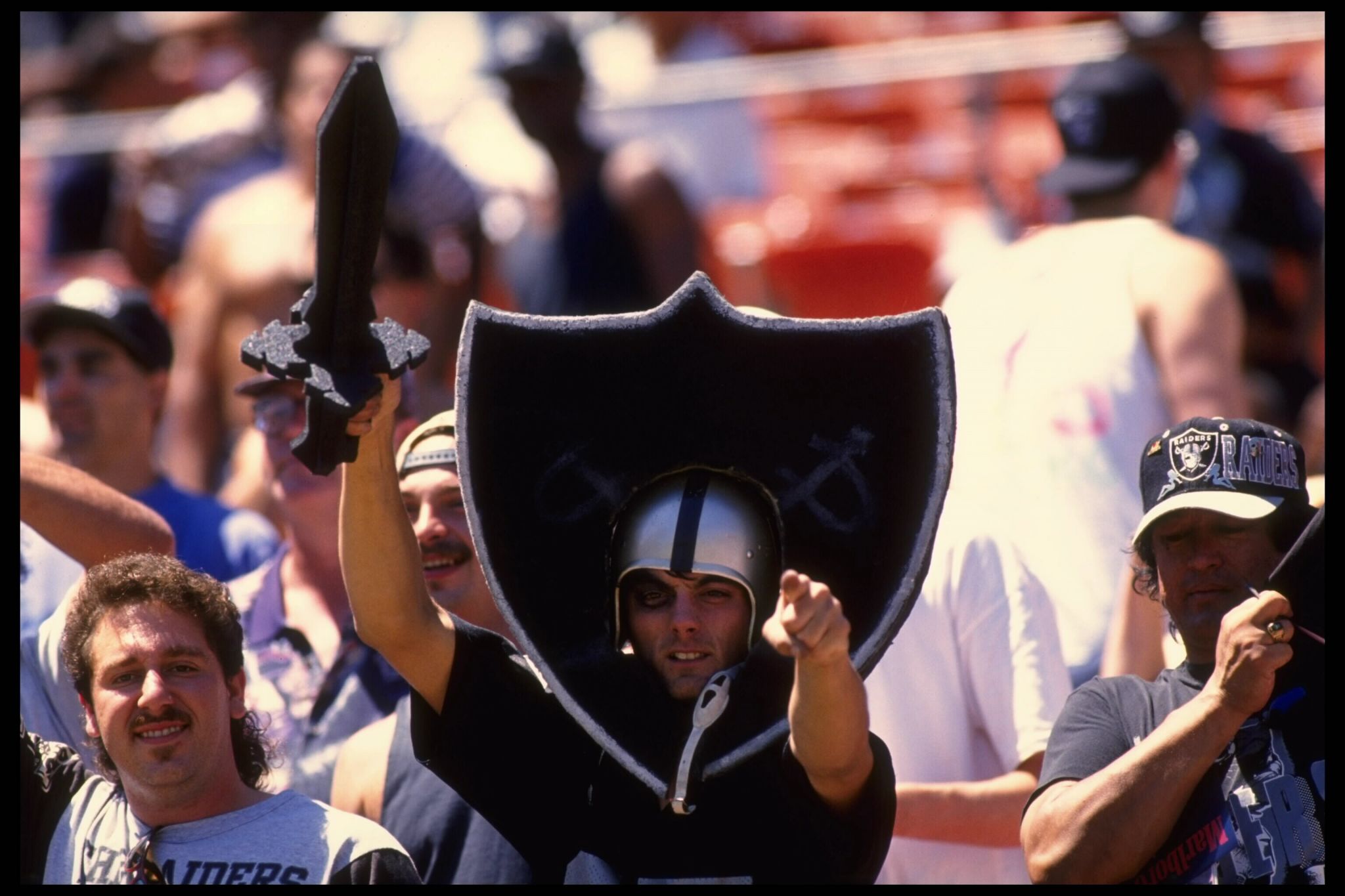 Aug. 11, 2011 - Oakland, California, U.S - A Raiders fan watches the NFL  preseason game between the Arizona Cardinals and the Oakland Raiders at  O.co Coliseum in Oakland, CA. The Cardinals