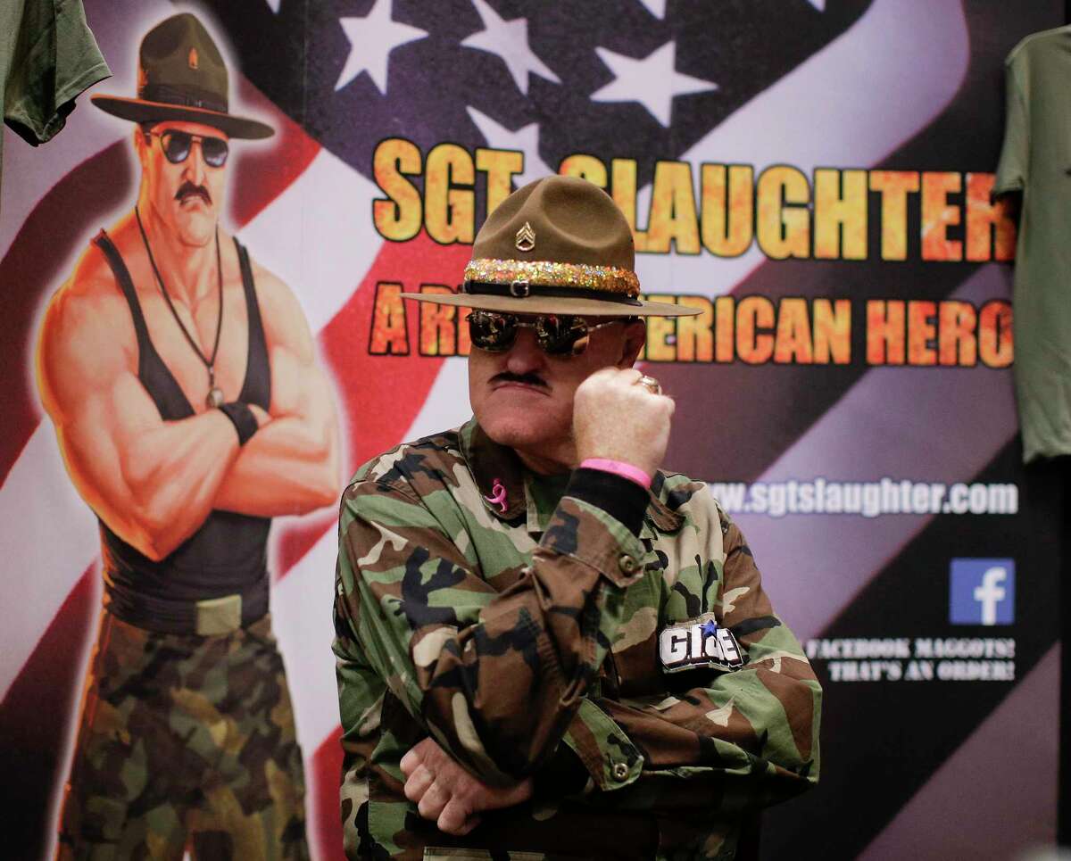 WWE Hall of Famer Sgt. Slaughter will be at the Wrestling Shop Trademark & Collectibles inside Wonderland of the Americas on Saturday for a meet and greet with fans.