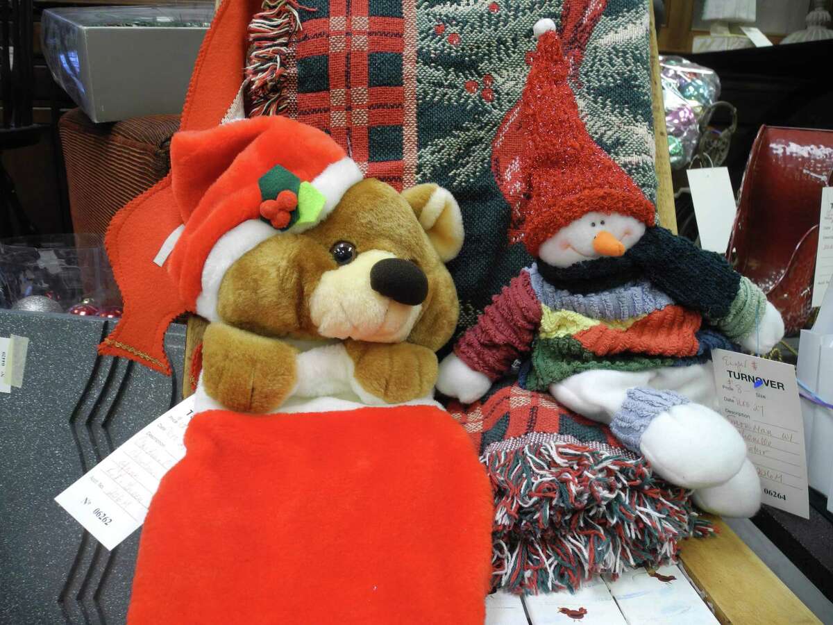 A plush bear and jolly snowman could be found at the Turnover Shop in Wilton.