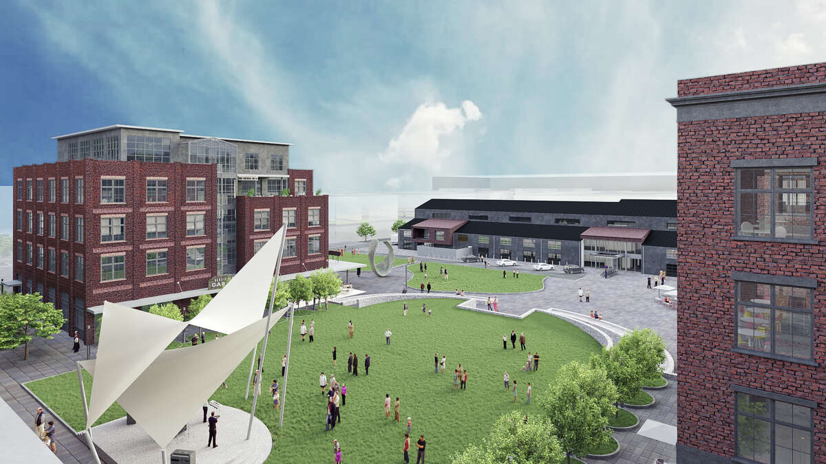Pictured is a rendering of the 32-acre Founders District, a live-work-play entrepreneurial community being developed in west Houston. The Cannon startup hub, in the back, is part of the Founders District.