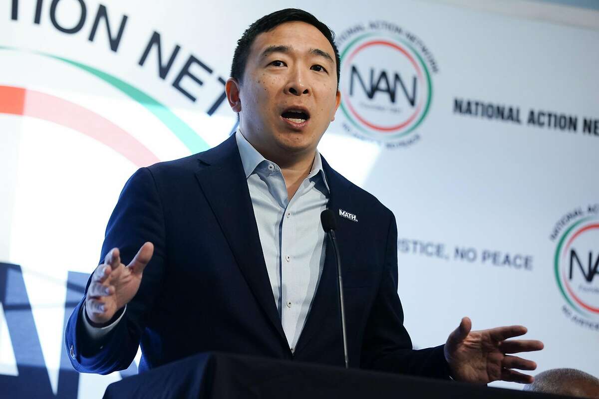 ATLANTA, GA - NOVEMBER 21: U.S. Democratic presidential candidate Andrew Yang speaks at the National Action Networks Southeast Regional Conference on November 21, 2019 in Atlanta, Georgia. The previous day candidates participated in the fifth Democratic primary debate of the 2020 presidential campaign season in Atlanta, Georgia. (Photo by Elijah Nouvelage/Getty Images)