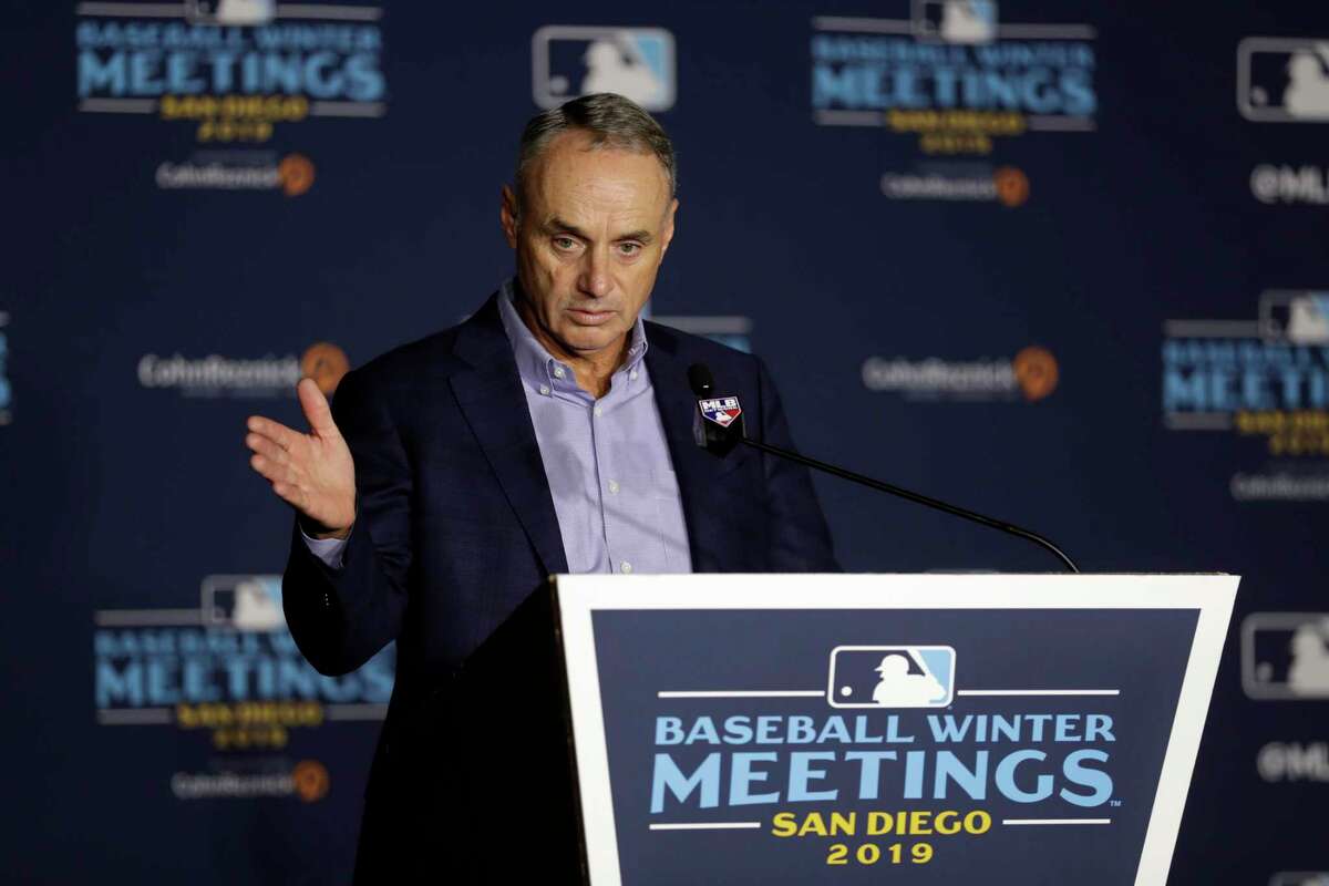 PHOTOS: Astros players' contract situation heading into 2019-20 offseason  Commissioner Rob Manfred speaks during the Major League Baseball winter meetings Wednesday, Dec. 11, 2019, in San Diego. (AP Photo/Gregory Bull) >>>A look at the contract situation for each Houston Astros player heading into the 2019-20 offseason ... 