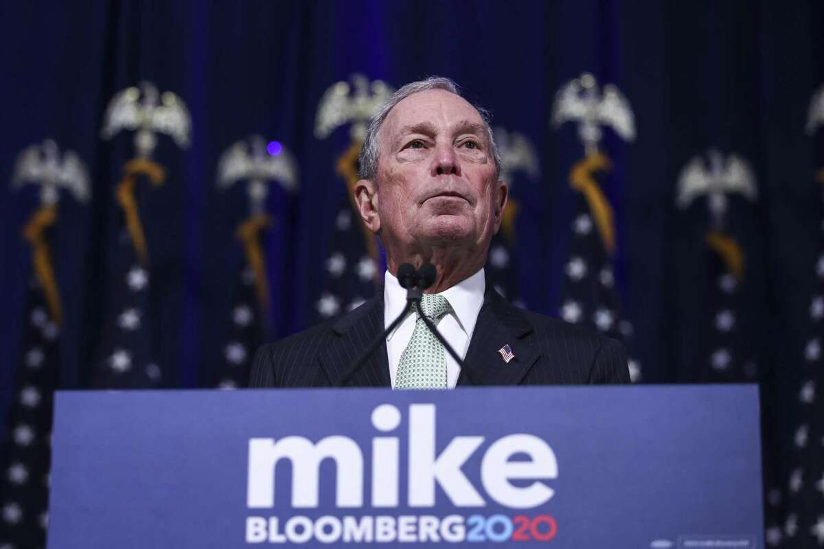 Newly announced Democratic presidential candidate, former New York Mayor Michael Bloomberg speaks during a press conference to discuss his presidential run on November 25, 2019 in Norfolk, Virginia. The 77-year old Bloomberg joins an already crowded Democratic field and is presenting himself as a moderate and pragmatic option in contrast to the current Democratic Party's increasingly leftward tilt. In recent years, Bloomberg has used some of his vast personal fortune to push for stronger gun safety laws and action on climate change.