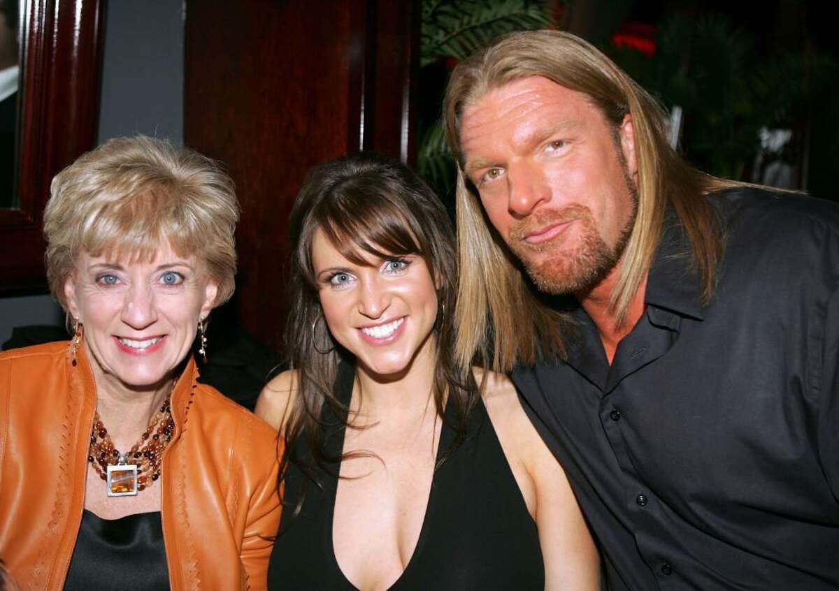 Linda McMahon, Stephanie Mcmahon and Triple H at the premiere of