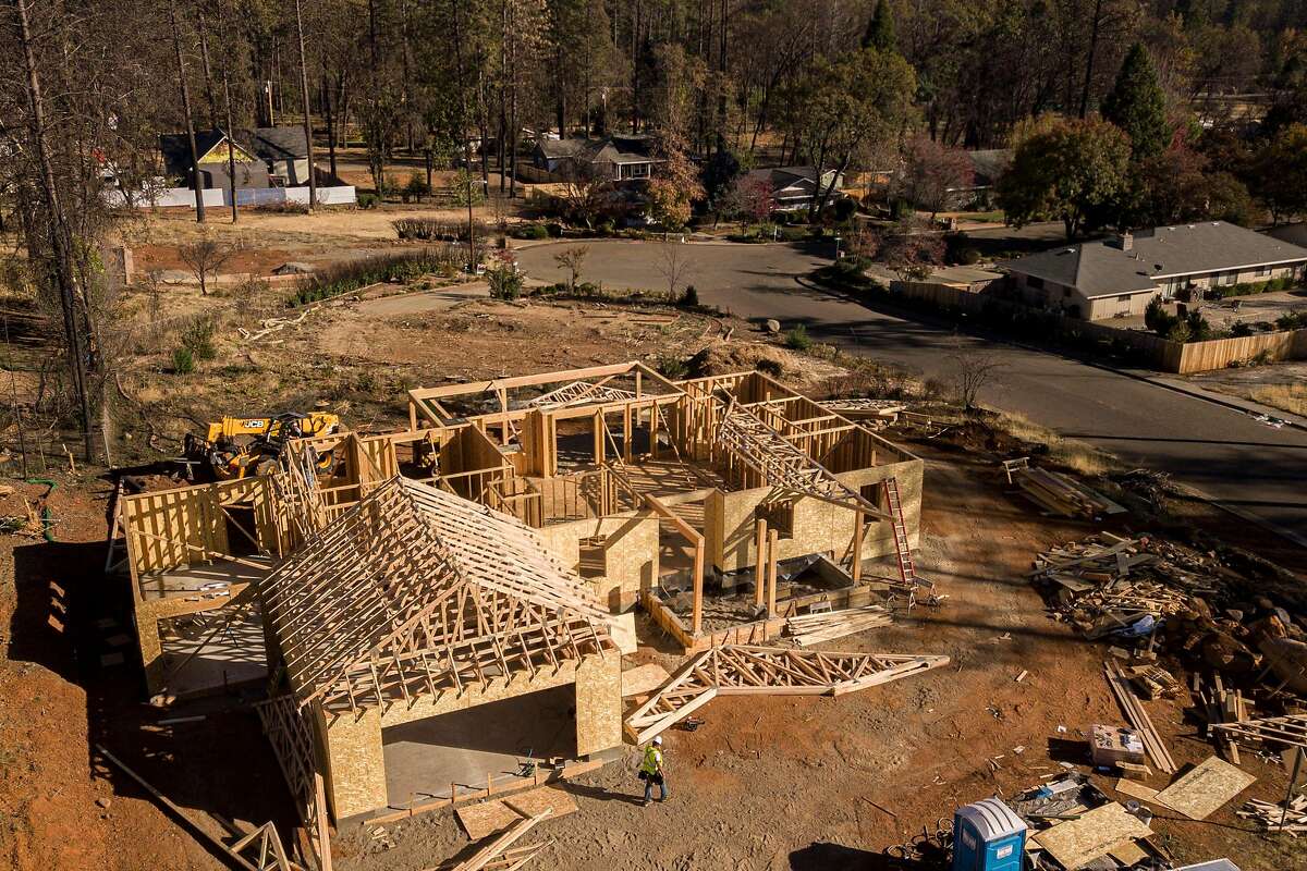 A home being built at Country Oak Drive and Dawnridge Court on Monday, Nov. 4, 2019, in Paradise, Calif. The neighborhood was destroyed in the 2018 Camp Fire.