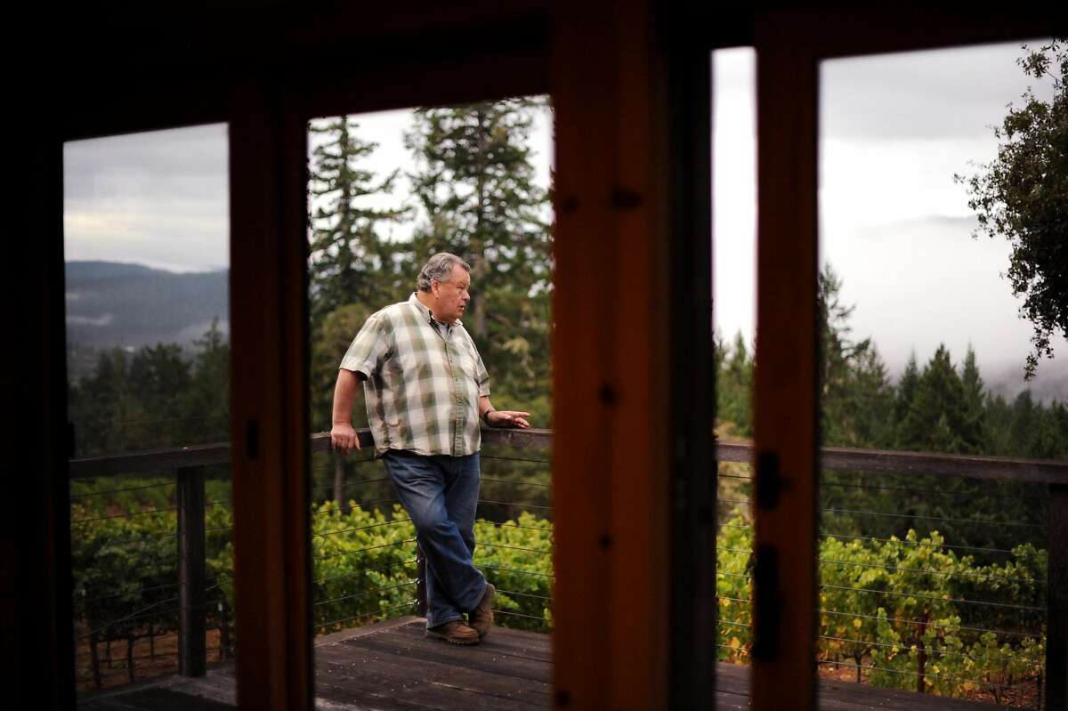 Burt Williams on his deck that overlooks his 12-acre Morning Dew vineyard in Philo, California in Anderson Valley. October 2, 2011