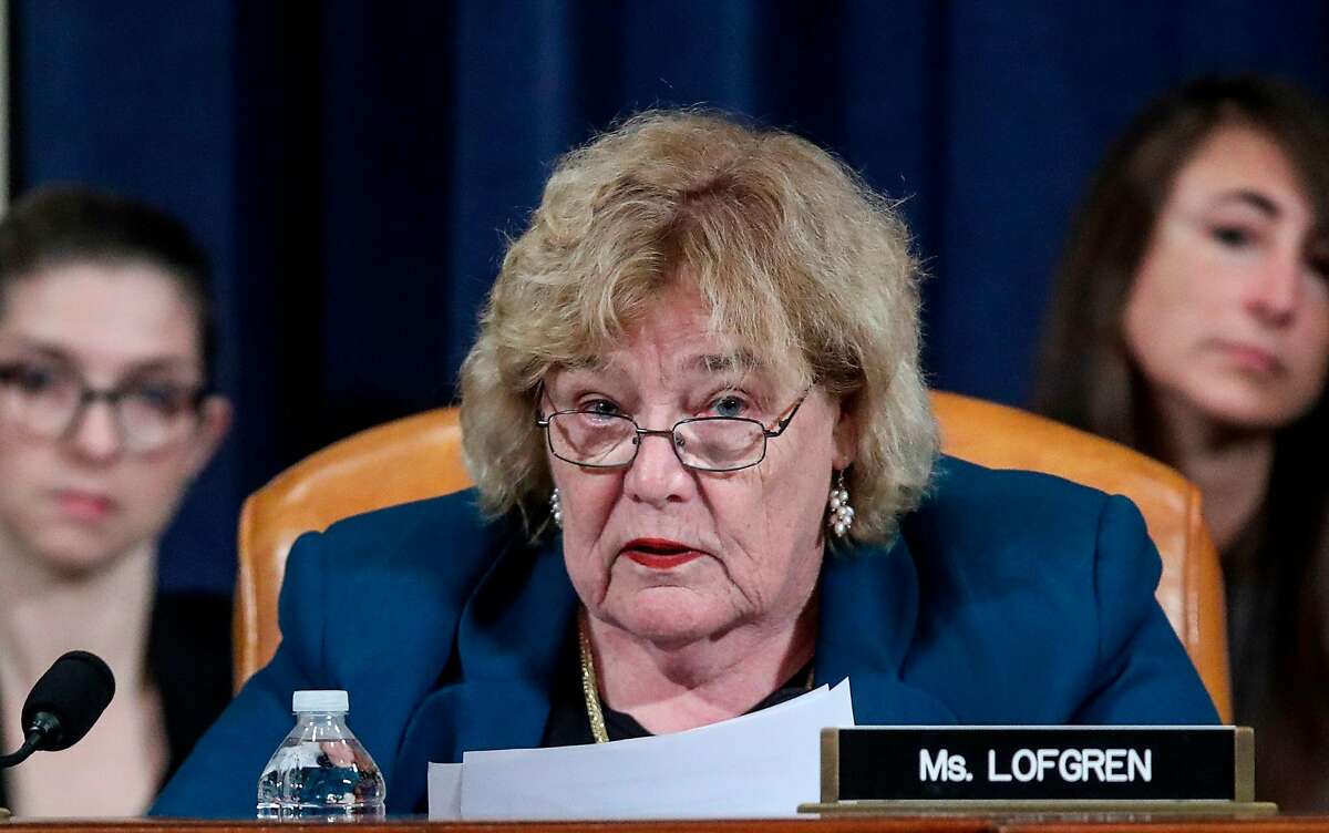 US Rep. Zoe Lofgren (D-CA) speaks during a House Judiciary Committee hearing to receive counsel presentations of evidence on the impeachment inquiry into US President Donald Trump on Capitol Hill in Washington, US, December 9, 2019. - The impeachment proceedings against President Donald Trump in a sharply divided US Congress enter a new phase Monday when the House Judiciary Committee convenes a hearing expected to result in specific charges against the Republican leader. (Photo by JONATHAN ERNST / POOL / AFP) (Photo by JONATHAN ERNST/POOL/AFP via Getty Images)