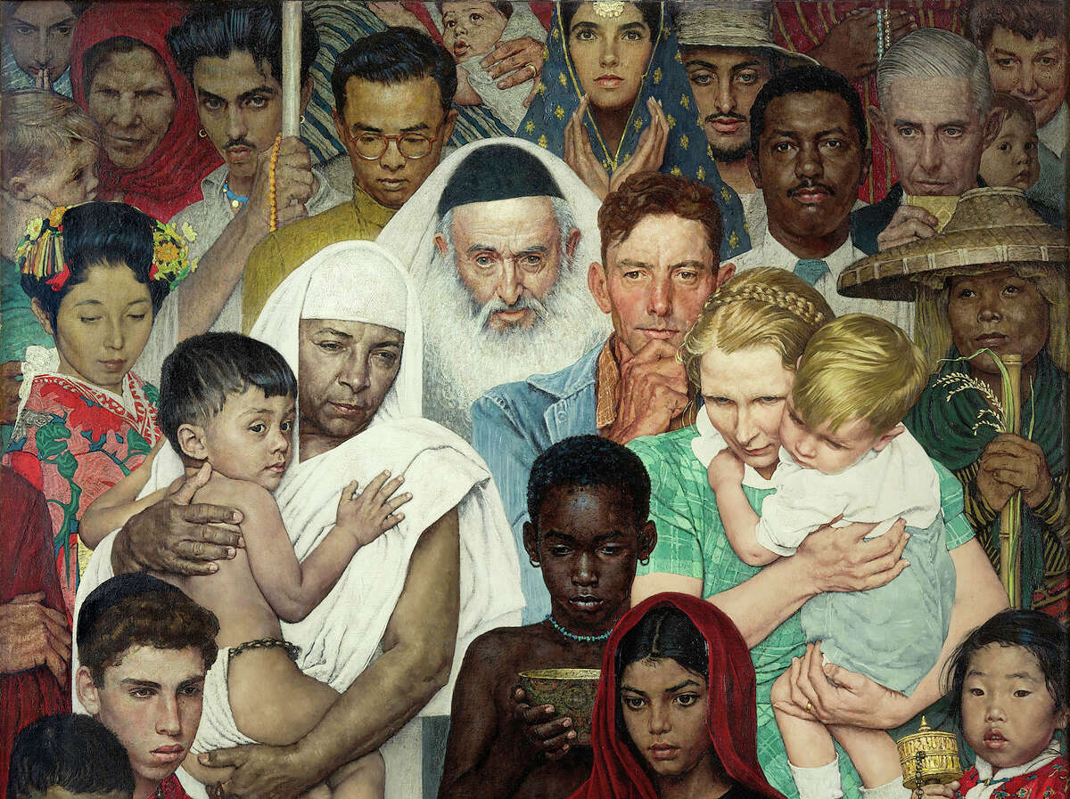 Detail from Norman Rockwell's "Golden Rule."