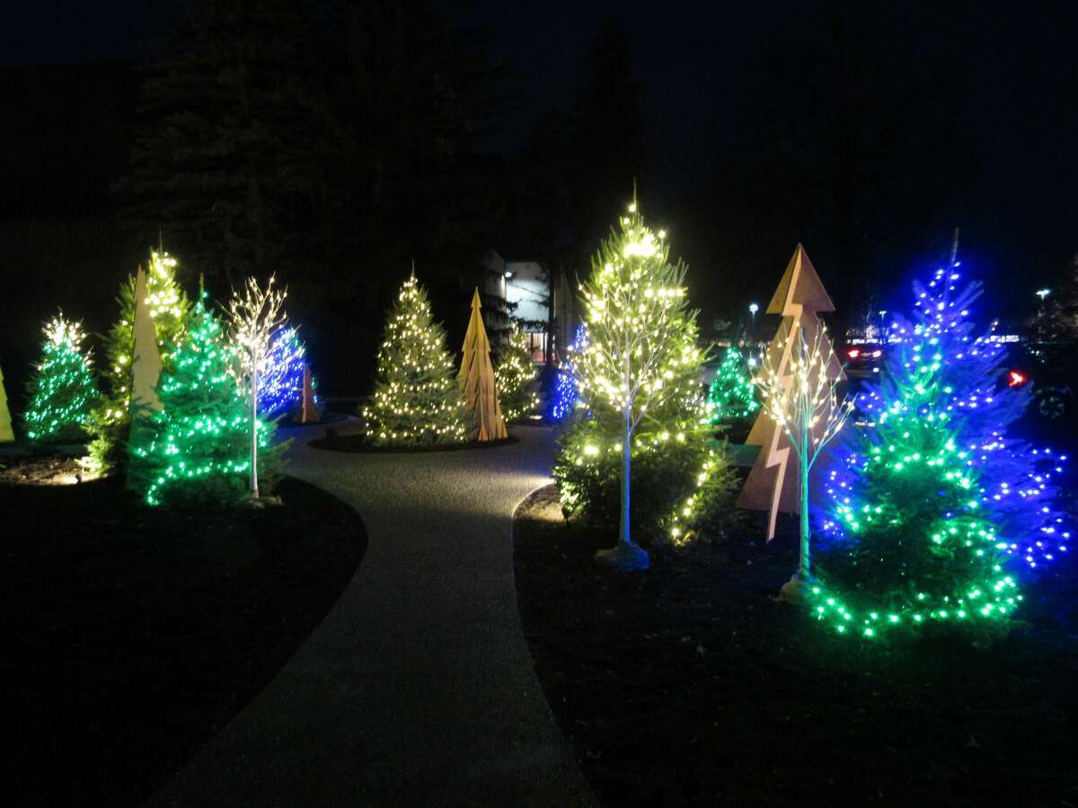 Visitors walk along lighted paths and enjoy the holiday sights and sounds at Dow Gardens' annual Christmas Walk on Friday, Dec. 13.