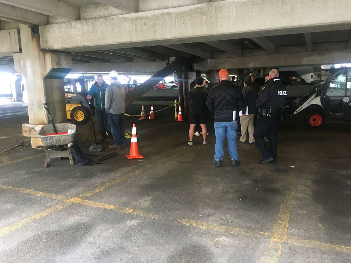 Uncle Sam Parking Garage, site of fallen beam, Dec. 14, 2019.