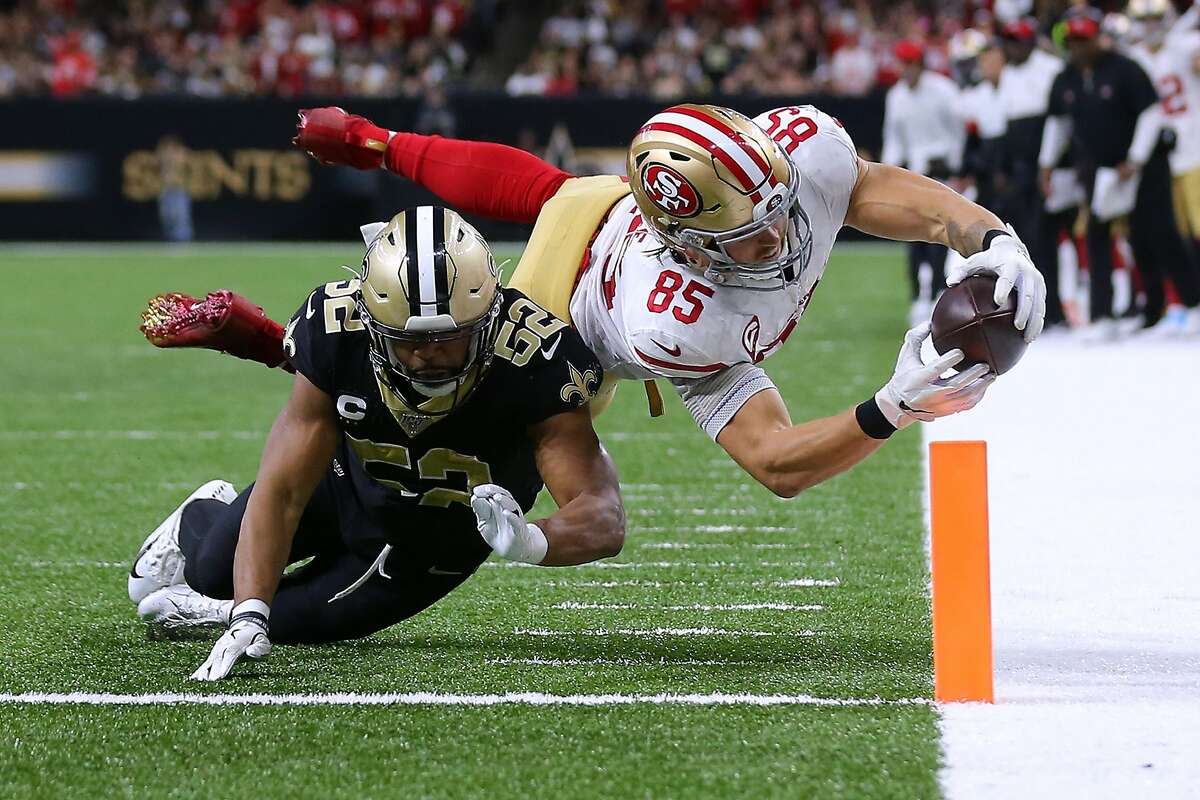 Alex Barrett of the San Francisco 49ers sacks Davis Mills of the News  Photo - Getty Images