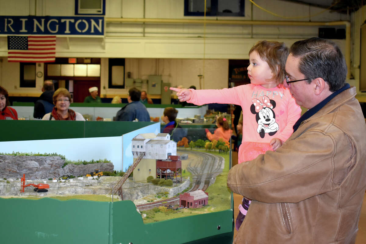 The Torrington Area Model Railroaders will hold the train show at their club building, 58 Lewis St., Torrington, from 9 a.m. to 4 p.m. Saturday and  Sunday, Dec. 3-4 and Dec. 10-11.  Admission is free, and people are asked to donate non-perishable food items for Friendly Hands Food Bank. Children are always excited to see the trains, like this little girl at the 2018 event. 