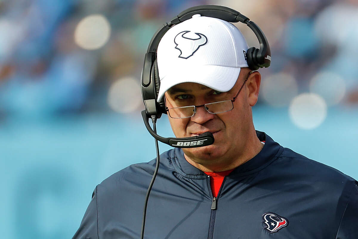 Houston Texans head coach Bill O'Brien walks up the sidelines during the second quarter of an NFL football game against the Tennessee Titans at Nissan Stadium on Sunday, Dec. 15, 2019, in Nashville.
