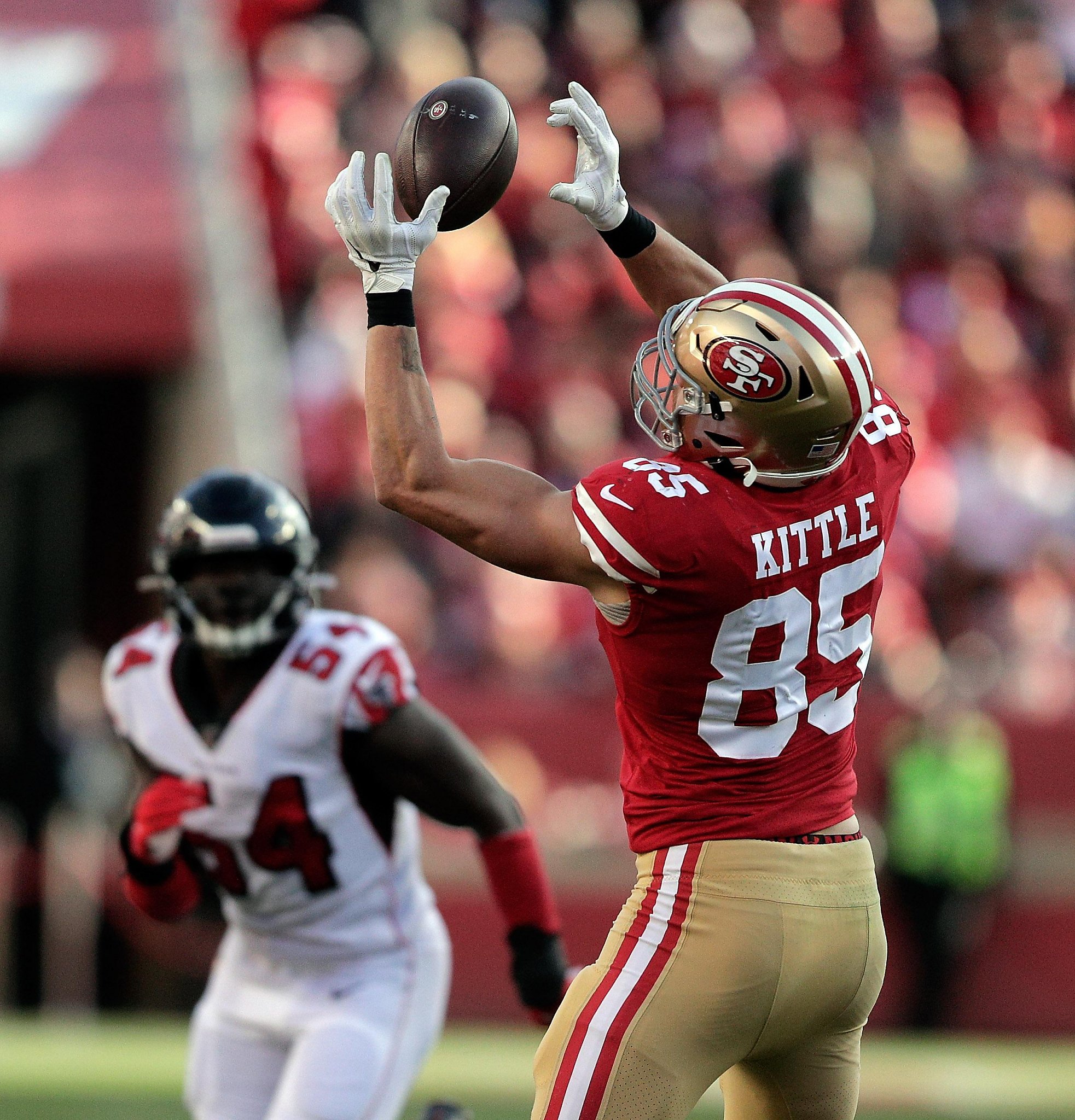 George Kittle's jersey number of days until the first game of the