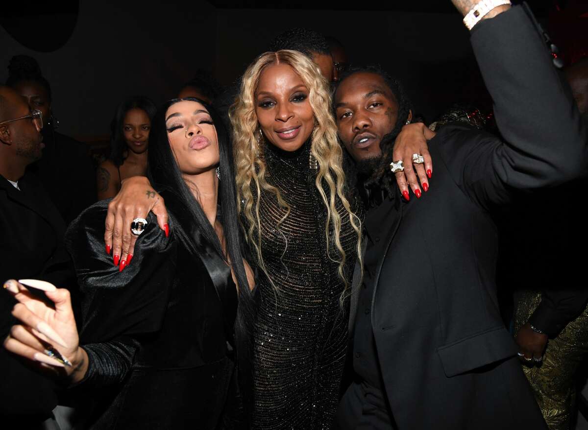 LOS ANGELES, CALIFORNIA - DECEMBER 14: (L-R) Cardi B, Mary J. Blige, and Offset attend Sean Combs 50th Birthday Bash presented by Ciroc Vodka on December 14, 2019 in Los Angeles, California. (Photo by Kevin Mazur/Getty Images for Sean Combs) The biggest names in entertainment came to say 'Happy 50th Birthday' to Sean Combs on December 14th.