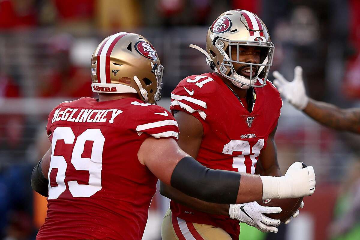 Colorado, USA. 25 August 2018 San Francisco 49ers offensive lineman Mike  McGlinchey (69) during NFL football preseason game action between the San  Francisco 49ers and the Indianapolis Colts at Lucas Oil Stadium