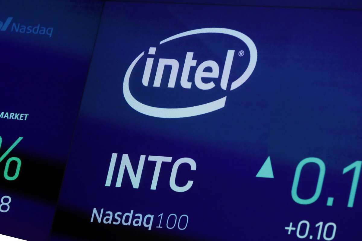 FILE - In this Oct. 1, 2019, file photo the symbol for Intel appears on a screen at the Nasdaq MarketSite, in New York. Intel said Monday, Dec. 16, that it has bought Israeli artificial intelligence startup Habana Labs for $2 billion. (AP Photo/Richard Drew, File)