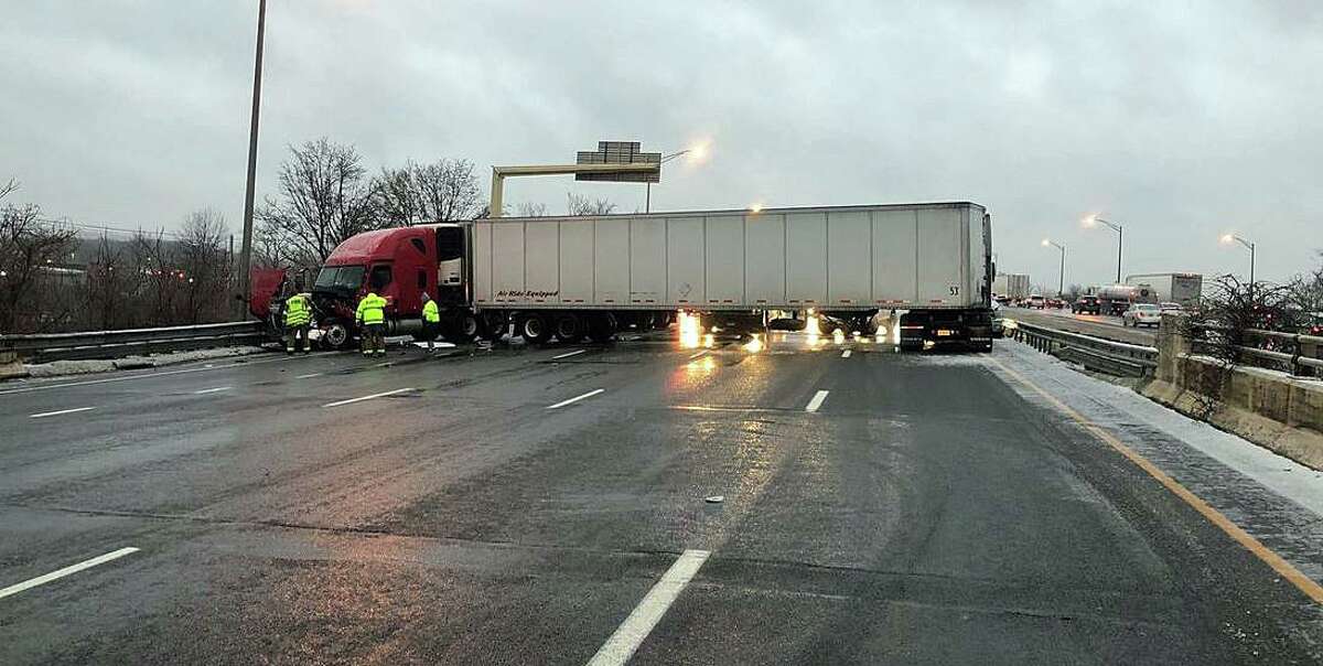 I-91 south in North Haven is closed because of a multi-vehicle accident involving a tractor-trailer truck on Tuesday, Dec. 17, 2019