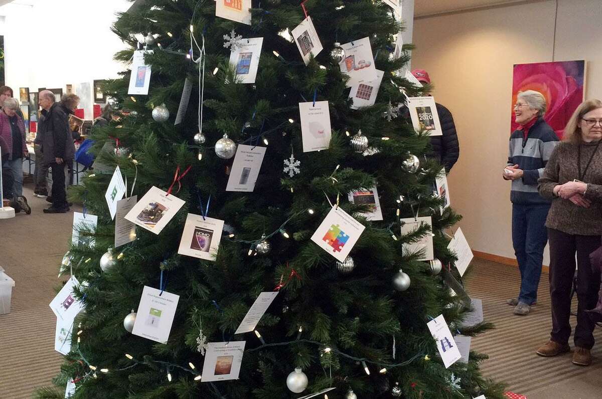 The giving tree at Wilton Library The gift tree at the Wilton Library holiday book sale.