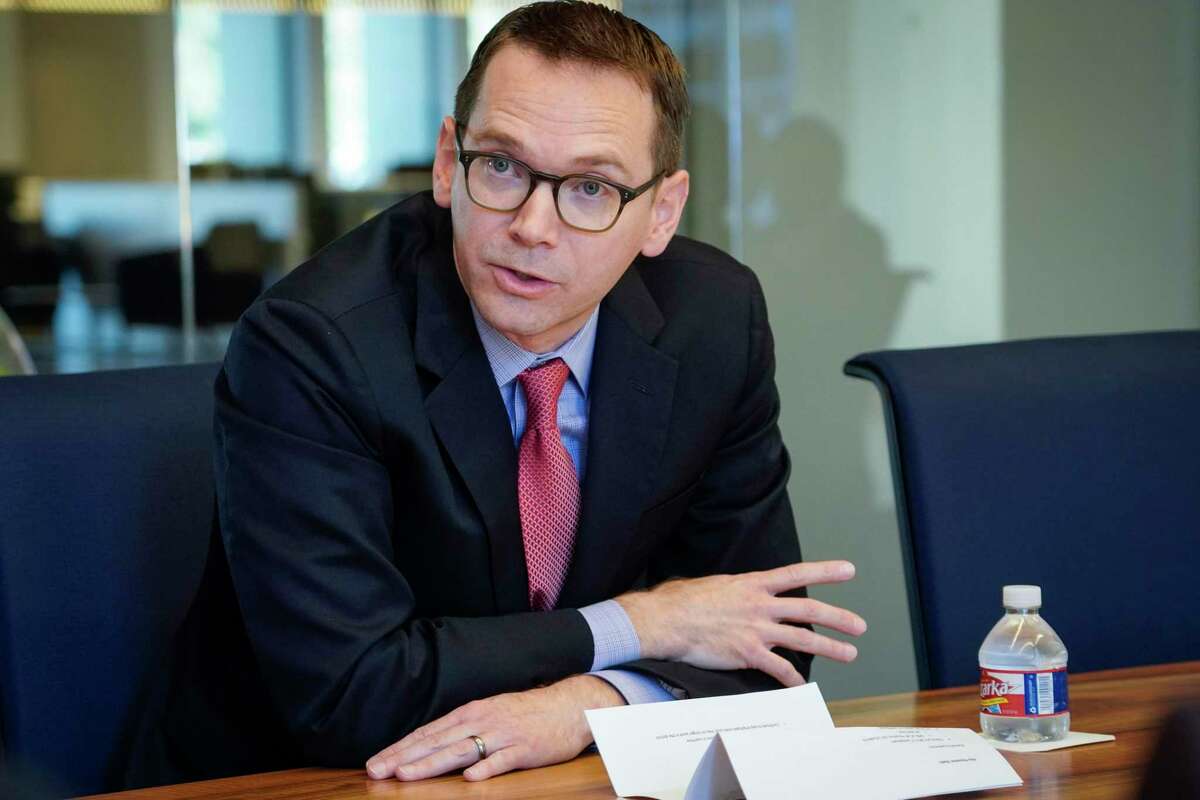 Texas Education Commissioner Mike Morath speaks to the Houston Chronicle's editorial board on Tuesday, Dec. 17, 2019, in Houston. In his first public comments on his decision to replace Houston ISD’s school board, Morath said an appointed governance team should invest more in early education and install more effective staff members in long-struggling campuses.