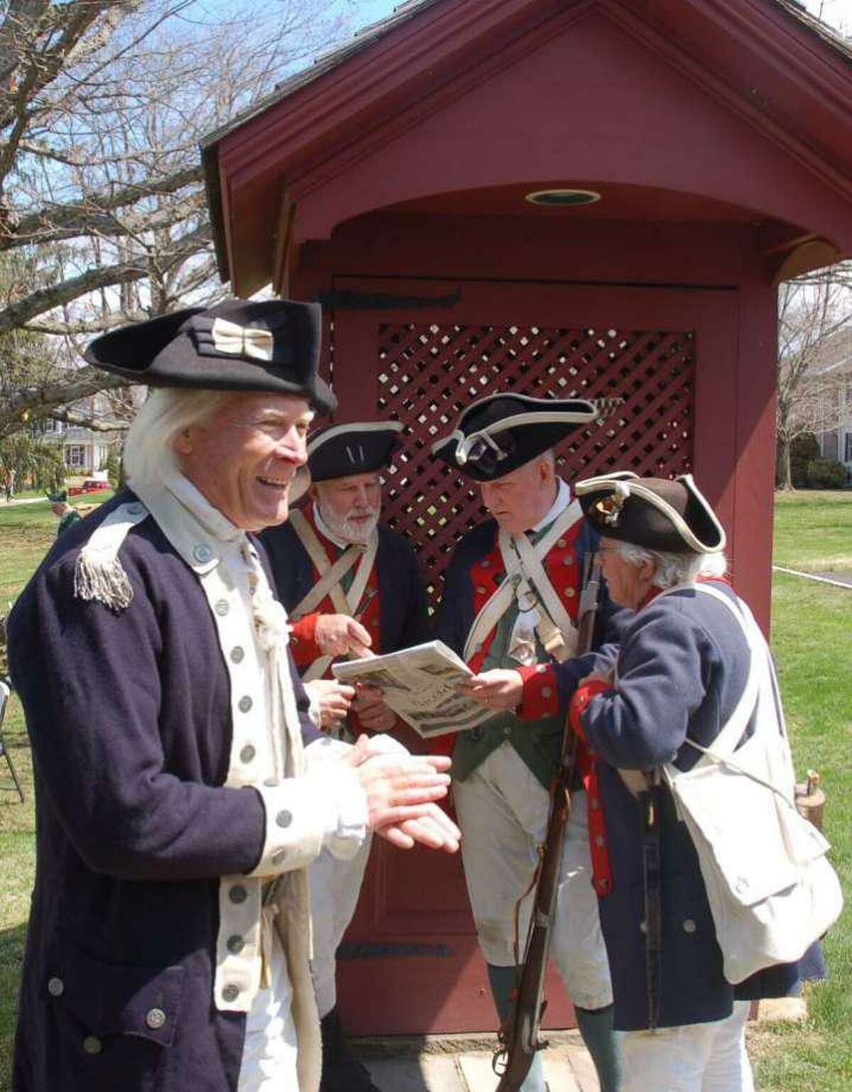 Keith Jones, author of Farmers Against the Crown, dresses up to reenact the Battle of Ridgefield in 2017.